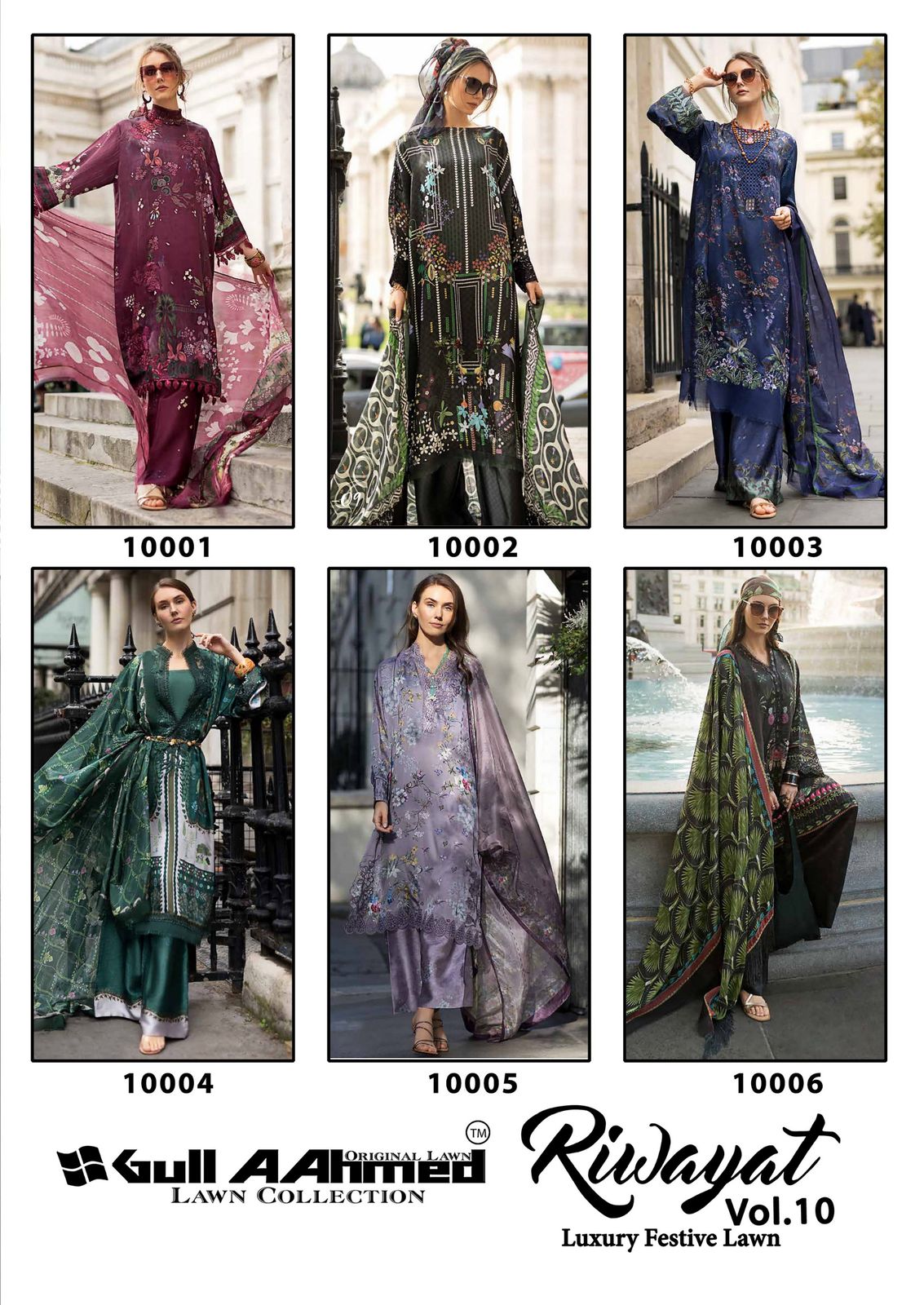 Riwayat Vol 10 By Gull A Ahmed Lawn Cotton Pakistani Dress Material Orders In India